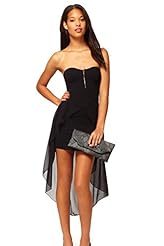 Spaghetti Strap Polyester Bandeau Neck Asymmetric   Dress With Ruffles