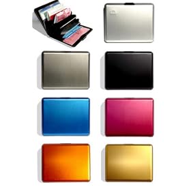Executive Style Ogon Designs Large Multi-Colored PVC Aluminum Metal Outer Shell Wallet Card Case from Sweden
