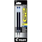 Pilot G2 Gel Ink Refill, 2-Pack for Rolling Ball Pens, Bold Point, Blue Ink (77290)