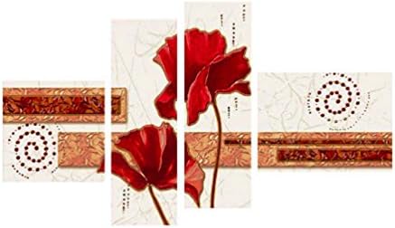 Neonphoenix 4 Pieces Hand painted Framed Modern Kitchen Canvas Paintings Wall Art Wall Art Oil Painting Set Bar Dinning Room Decorative Pictures (smaller one)