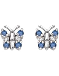 14K White Gold 1/4 ct. Blue and White Diamond Butterfly Earrings