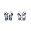 14K White Gold 1/4 ct. Blue and White Diamond Butterfly Earrings