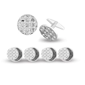 Round Shaped Formal Tuxedo Studs Set with Crystals
