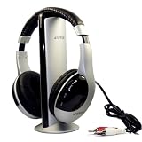 AGPtek 5 in 1 Wireless Headphone ( Silver ) for Audio Device Full-channel Ipod TV Sound PC Game Player DVD Player VCD Player MP3 player CD player with 2.5mm to 3.5mm Headphone Audio Converter