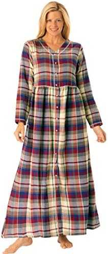 Only Necessities Women's Plus Size Flannel snap-front lounger ® (MULTI