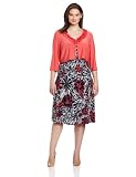 Julian Taylor Women’s Plus-Size Print Dress With Solid Jacket, Grapefruit, 16