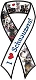 【AnimalsINK.com】リボン型マグネット『シュナウザー大好き（ホワイト・白）』Schnauzers (white