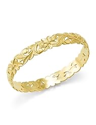 Plumeria Scroll 10mm Bracelet in 14K Yellow Gold - Size 7