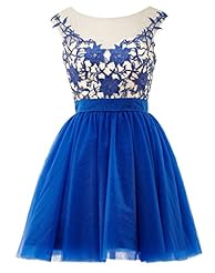 Satin/Tulle Sleeveless Knee Length Short Beaded Lace Applique Bridesmaid Dress/Prom Dress/Wedding Party Dress  With a Sash 