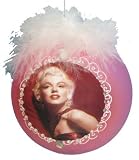 Marilyn Monroe Pink + Feathers Glass Ball Christmas Ornament