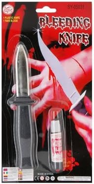 Plastic Scary Joke Bleeding Knife with Artificial Blood (Black)