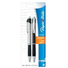 Paper Mate Design Retractable Medium Point Pens, 2 Arc Design Black Ink Pens
