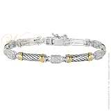 STUDIO 925: *DESIGNER INSPIRED 2-TONE CABLE LINK CZ PAVE BANGLE*