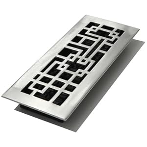 Decor Grates ABA412-NKL 4-Inch by 12-Inch Abstract Aluminum Nickel Floor Register, Cast Aluminum with Brushed Nickel Finish