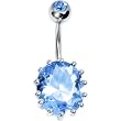 December 13mm Oval Solitaire Birthstone Belly Ring