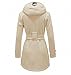 Geben Women's Winter Warm Fleece Check Hooded Double Breast Coat Jacket Large Beige