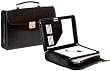 Bugatti Black Leather Laptop Briefcase W/writing case