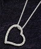 Sterling Silver and Cubic Zirconia Heart Pendant On16"sterling Silver Chain