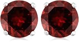 412HBYFUiFL. SL160  Sterling Silver 6mm Round Garnet Earrings