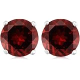 Sterling Silver 6mm Round Garnet Earrings