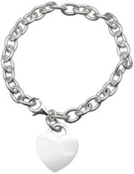 Sterling Silver Heart Charm Bracelet, 8"