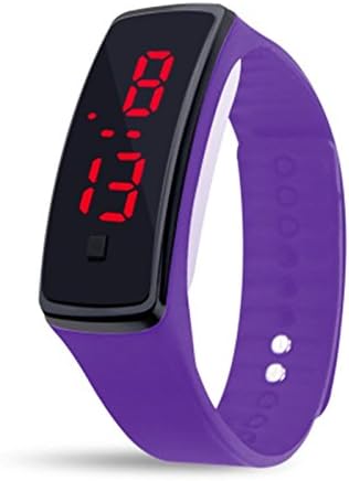 Happycamping Rubber Bracelet Touch Screen LED Digital Display Unisex Sports Watch (purple)