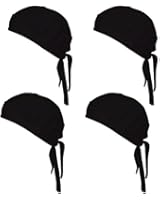 Sweat Wicking Dew Rag / Skull Cap / Cycling Cap /Beanie /Adjustable Hat/Head Scarf /Chemo Caps / Fits under Helmets. Perfect for Running, Motorcycling,Biking, Football,Pack of 4