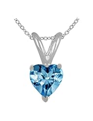 0.35Ct Heart Aquamarine Pendant in Sterling Silver Gold