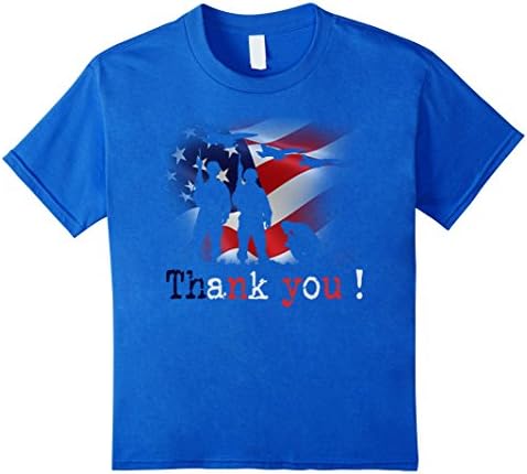 Kids American Flag TShirts Thank you Veterans 12 Royal Blue