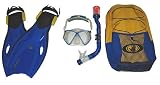 New BODY GLOVE KIDS AWESOME Mask, Dry Snorkel, Fins, and Bag for Snorkeling MSF50