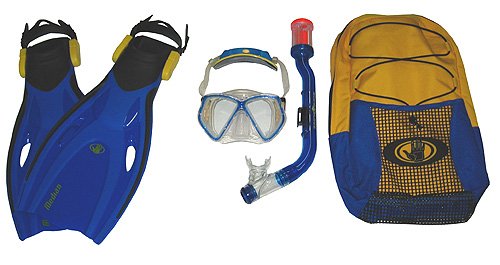 New BODY GLOVE KIDS AWESOME Mask, Dry Snorkel, Fins, and Bag for Snorkeling MSF50