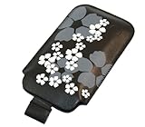 iTALKonline BLACK WHITE FLOWER Quality Slip Pouch Protective Case Cover wit ....