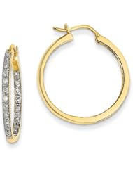14k Yellow Gold G-H SI2 Diamond Diamond In/Out Hoop Earrings. Carat Wt- 0.49ct