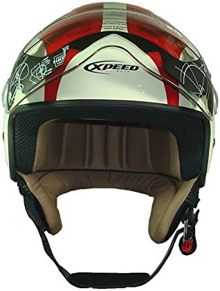 XPEED Helmet XF-212 ,Ivory/Red,Open Face, Bike Racing Motorcycle Helmet Accessories - Made in Korea (L  : 59 cm ~ 60 cm)
