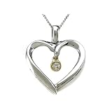 0.04 cttw Genuine Heart Shaped Pendant with a Diamond Dangle in 14k White Gold