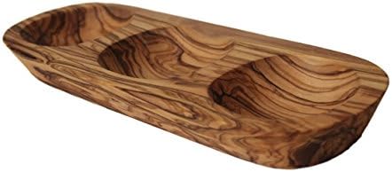 Cucina Priolo - Olive Wood Serving Tray - Three Section Tray, Unique, Natural and Handcrafted, 12 Inches in Length