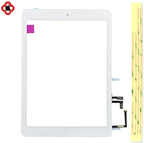 Ipad Air Touch Panel with Home Button,Touch Screen Digitizer,Front Glass Lens Replacement Parts with Tools+Flex Cable+Adhesive Tape+Camera Holder(white)