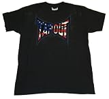 TS686-00 TapouT Florian The Spirit American Flag UFC MMA Distressed Flocked T-Shirt