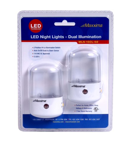 Kitchen: Maxxima MLN 15CL 02 2 LED Night Light With Clear Lens In 2 Pack