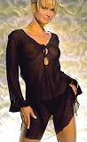 Sexy Black Pure Silk Chiffon Night Shirt