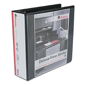 Deluxe Round Ring Vinyl View Binder, 3 Capacity, Black