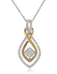 18k Gold Plated Sterling Silver Diamond Pendant Necklace (1/4 Cttw, I-J Color, I2-I3 Clarity), 18"