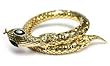 Gold Coated Emerald Eyed Snake Bracelet with Spiked Tail Wrist Cuff - Snake Arm Cuff