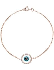 14k White Gold Diamond and Enamel Evil Eye Bracelet (1/5cttw, JK, I2-I3)