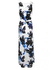 Tropical Print Cutout Viscose Maxi Dress 