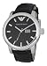 Emporio Armani oversize gents watch with black dial, black strap and double date box