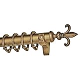 IMAGE OF Harome Designs Needle Finial Complete Curtain Rod Hardware Set 4Ft Wood Pole Antique Bronze