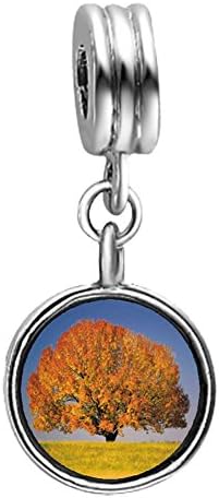 GiftJewelryShop Tree In Autumn Photo Light Amethyst Crystal June Birthstone Flower Dangle Charm Bracelets