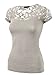 HOT FROM HOLLYWOOD Women's Fitted Casual Floral Lace Short Sleeve Shirt Top Blouse