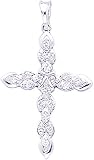 14K White Gold Diamond Cross Pendant Charm Jewelry
